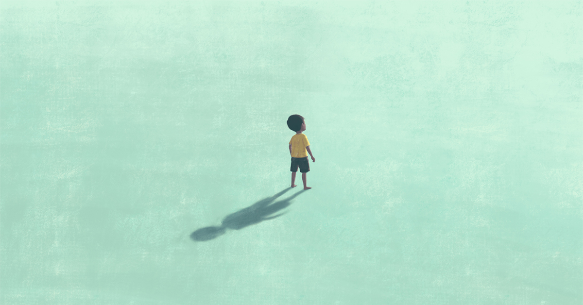 Illustration of solitary child